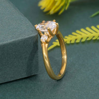 Trellis Three Stone Oval Cut Moissanite Diamond Ring