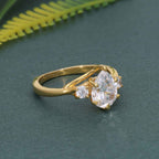 Trellis Three Stone Pear Cut CVD Diamond Ring - JBR Jeweler