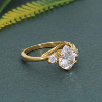 Trellis Three Stone Pear Cut CVD Diamond Ring