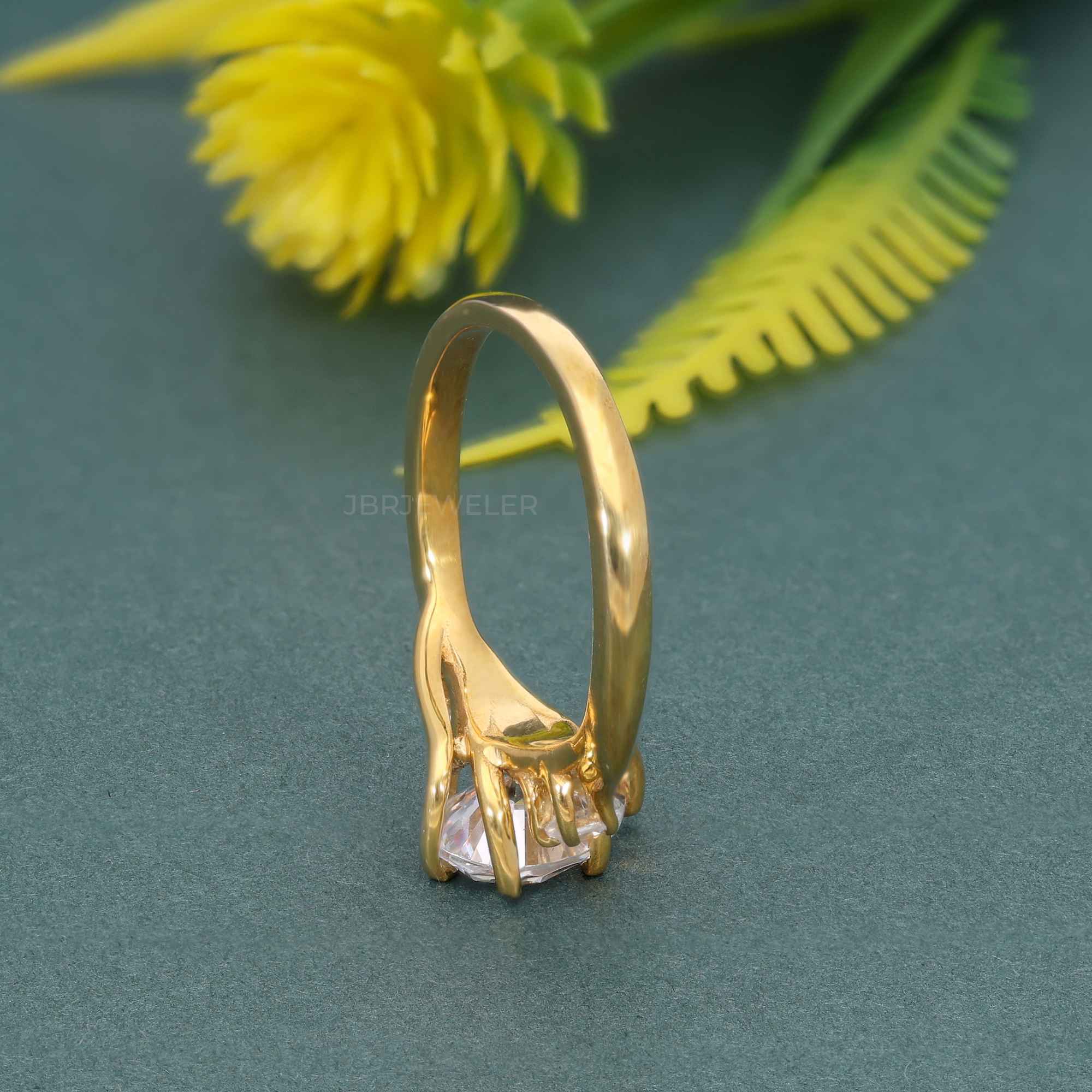 Trellis Three Stone Pear Cut CVD Diamond Ring - JBR Jeweler