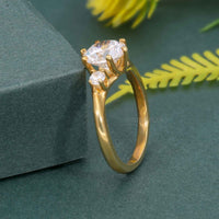 Trellis Three Stone Round Moissanite Diamond Ring