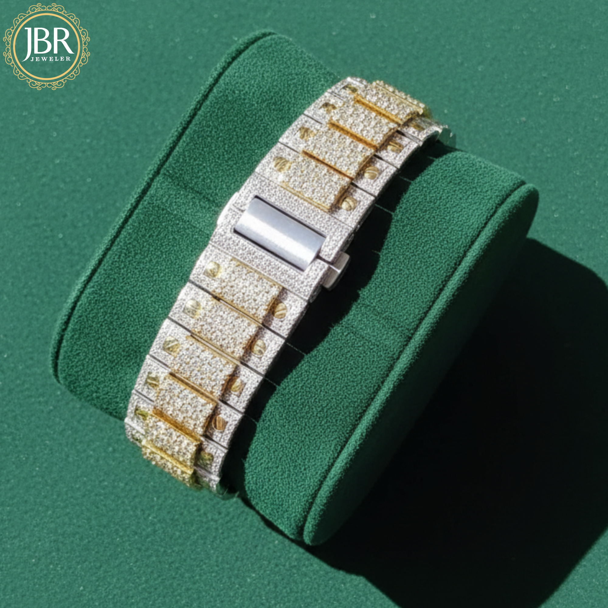 Trendy Jesus Face Fully Bust Down Moissanite Two Tone Wrist Watch