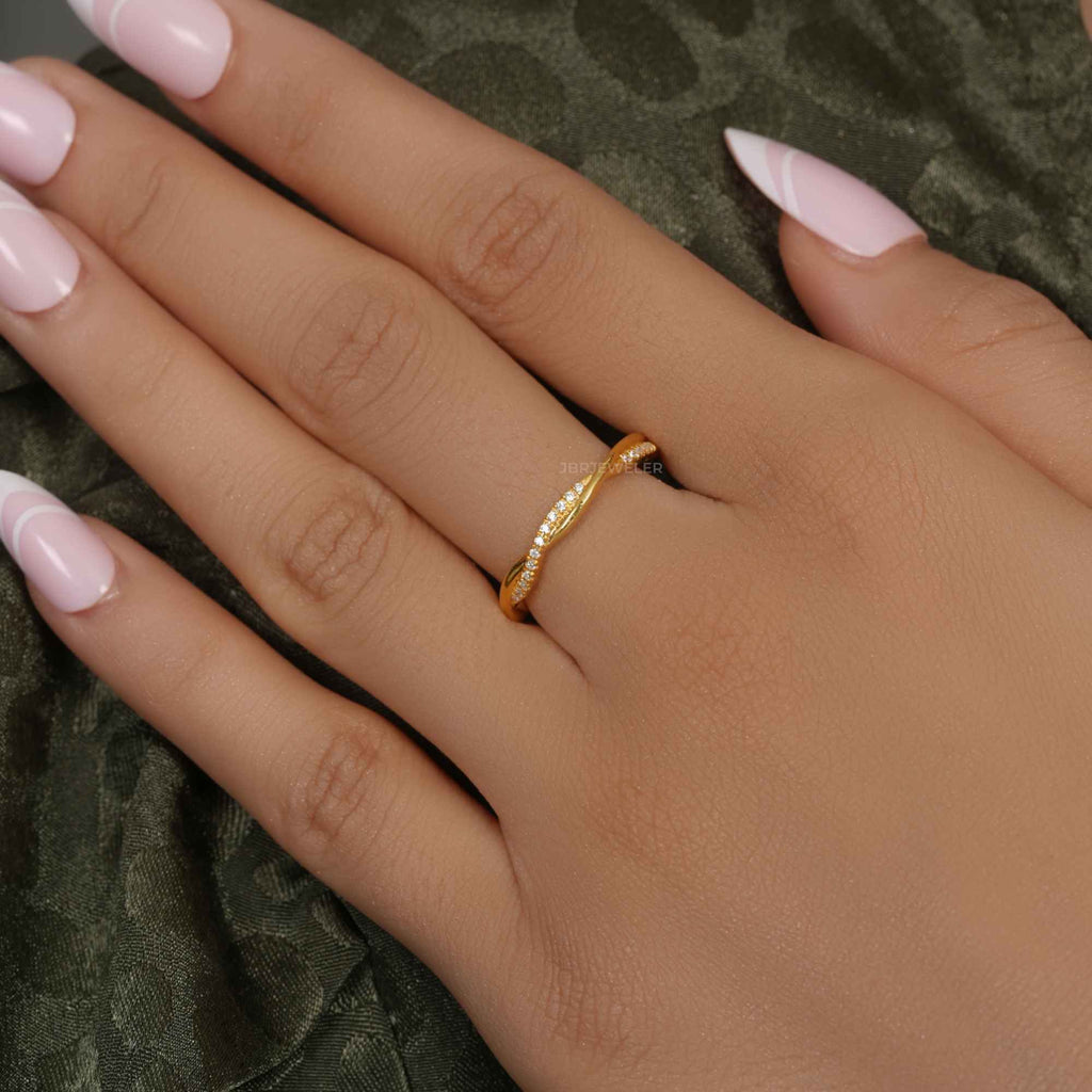 Twist Moissanite Diamond Wedding Band - JBR Jeweler