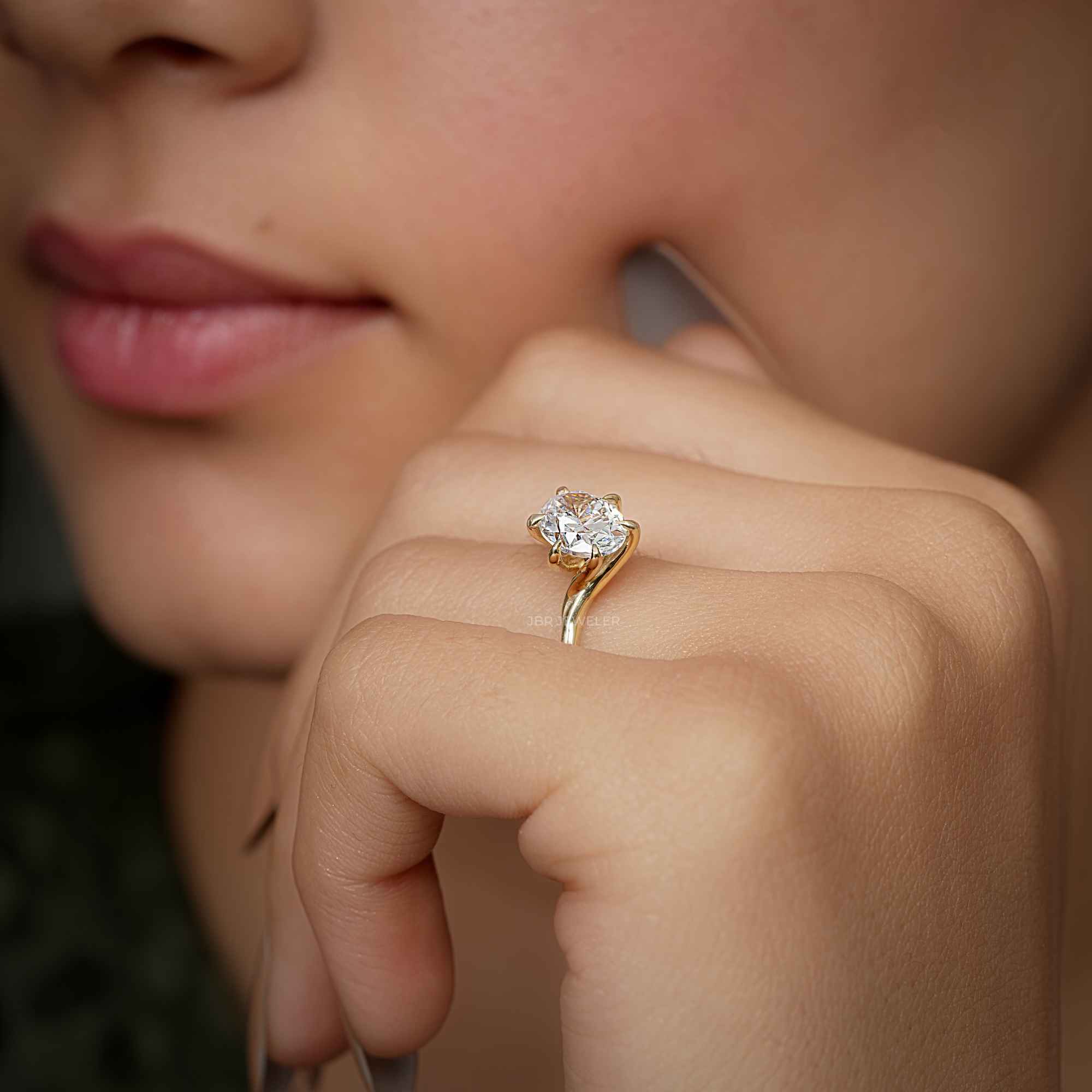 Twist Oval Cut Lab Grown Solitaire Diamond Engagement Ring - JBR Jeweler