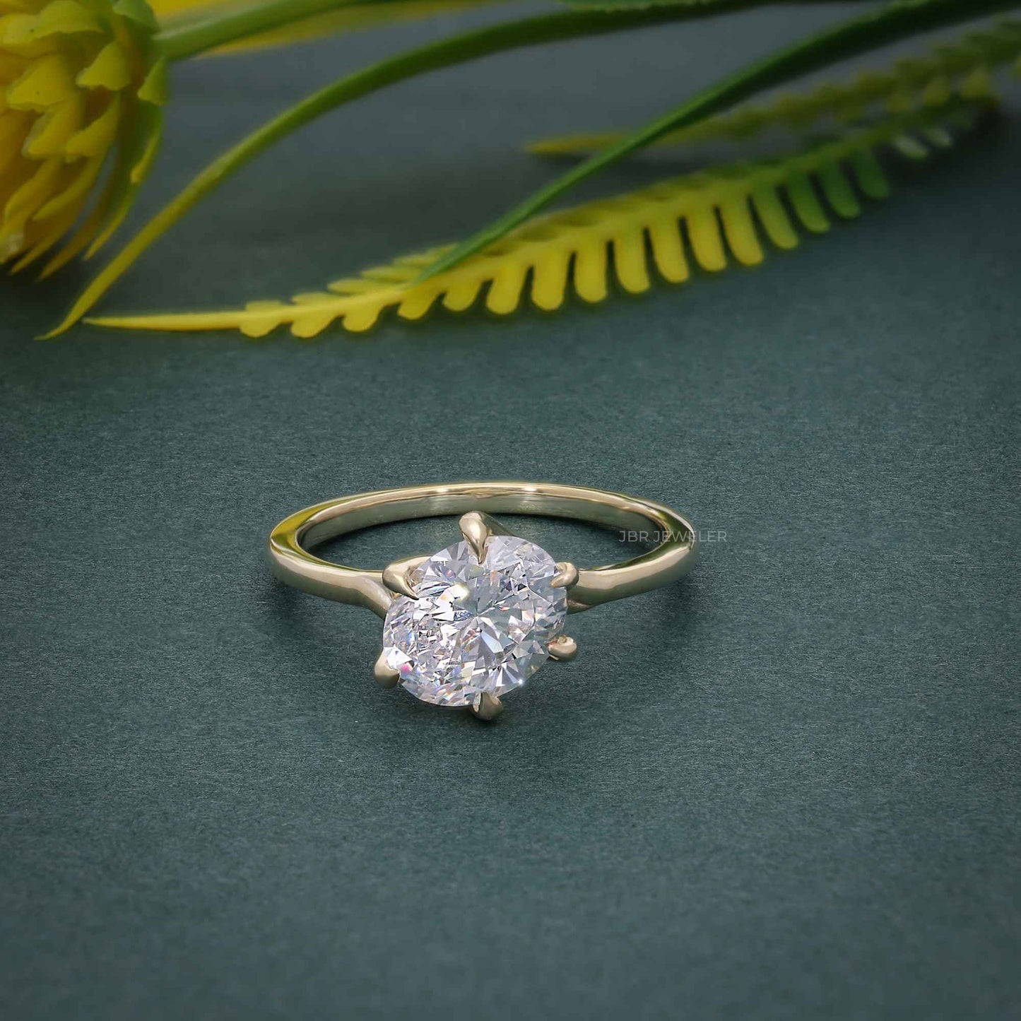 Bague de fiançailles avec diamant solitaire torsadé de taille ovale cultivée en laboratoire