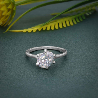 Bague de fiançailles avec diamant solitaire torsadé de taille ovale cultivée en laboratoire