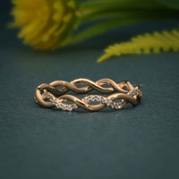 Twist Full Eternity Band Rose Gold Infinity Matching Stacking Wedding Band For Women