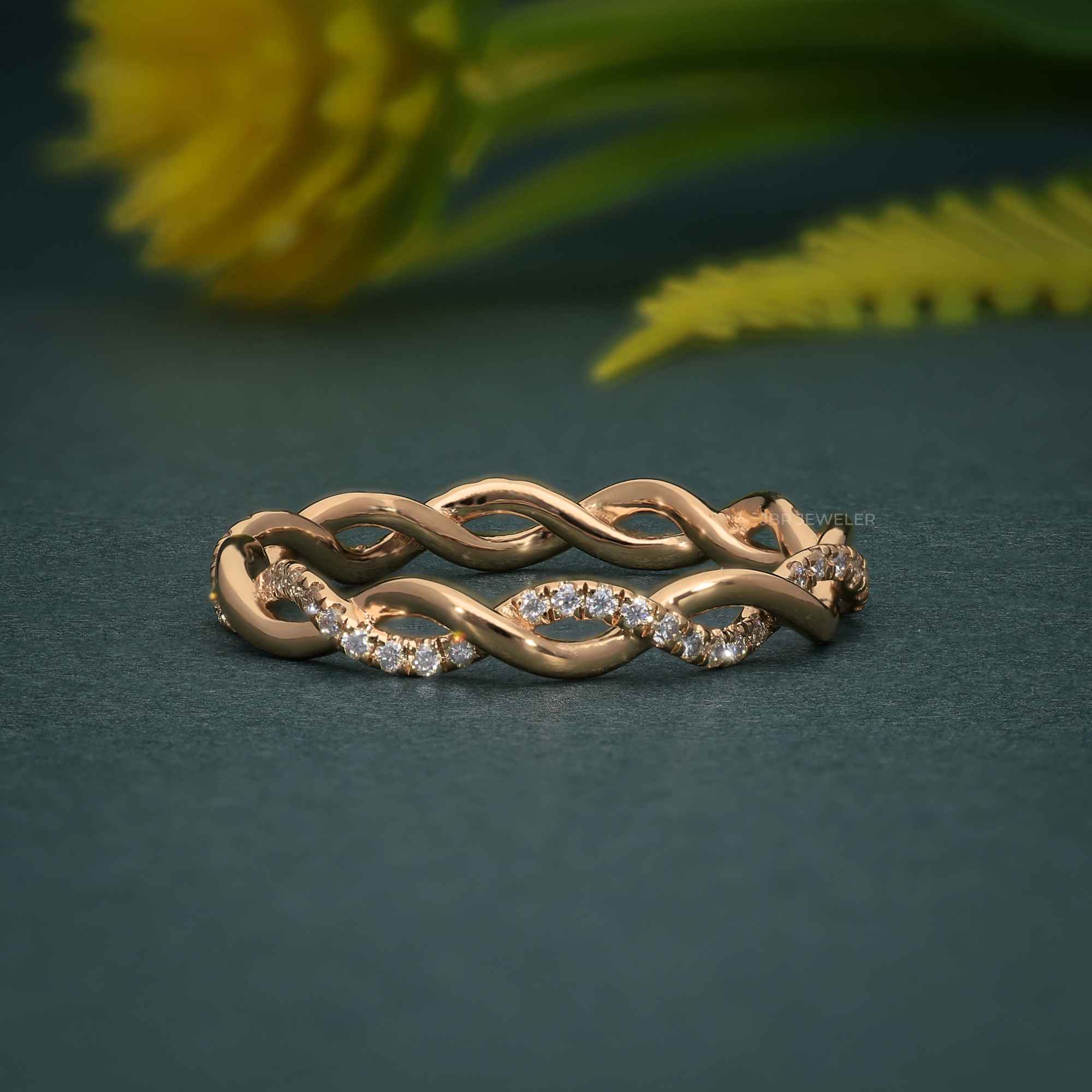 Twist Full Eternity Band Roségold Infinity Passender Stapelbarer Ehering für Frauen