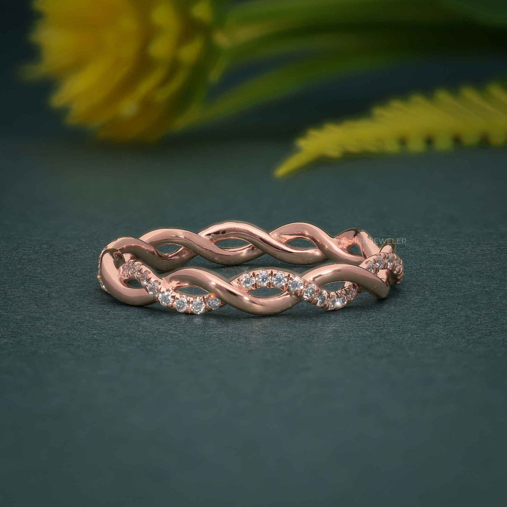 Twist Full Eternity Band Rose Gold Infinity Matching Stacking Wedding Band For Women - JBR Jeweler