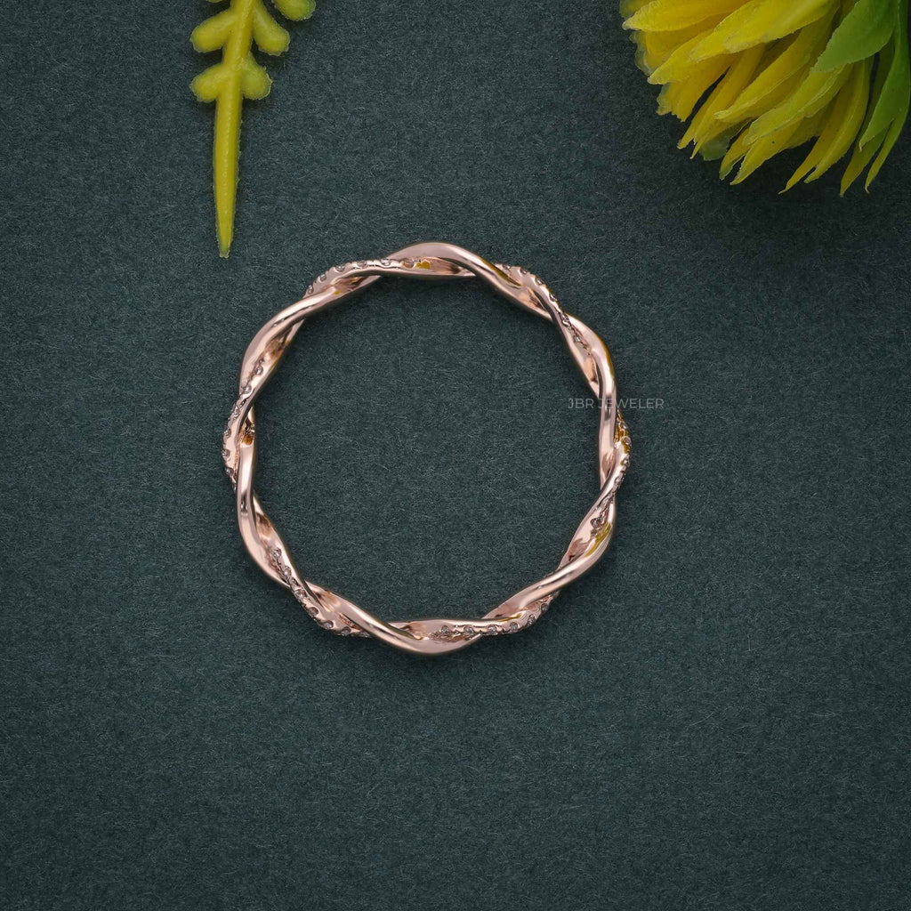 Twist Full Eternity Band Rose Gold Infinity Matching Stacking Wedding Band For Women - JBR Jeweler