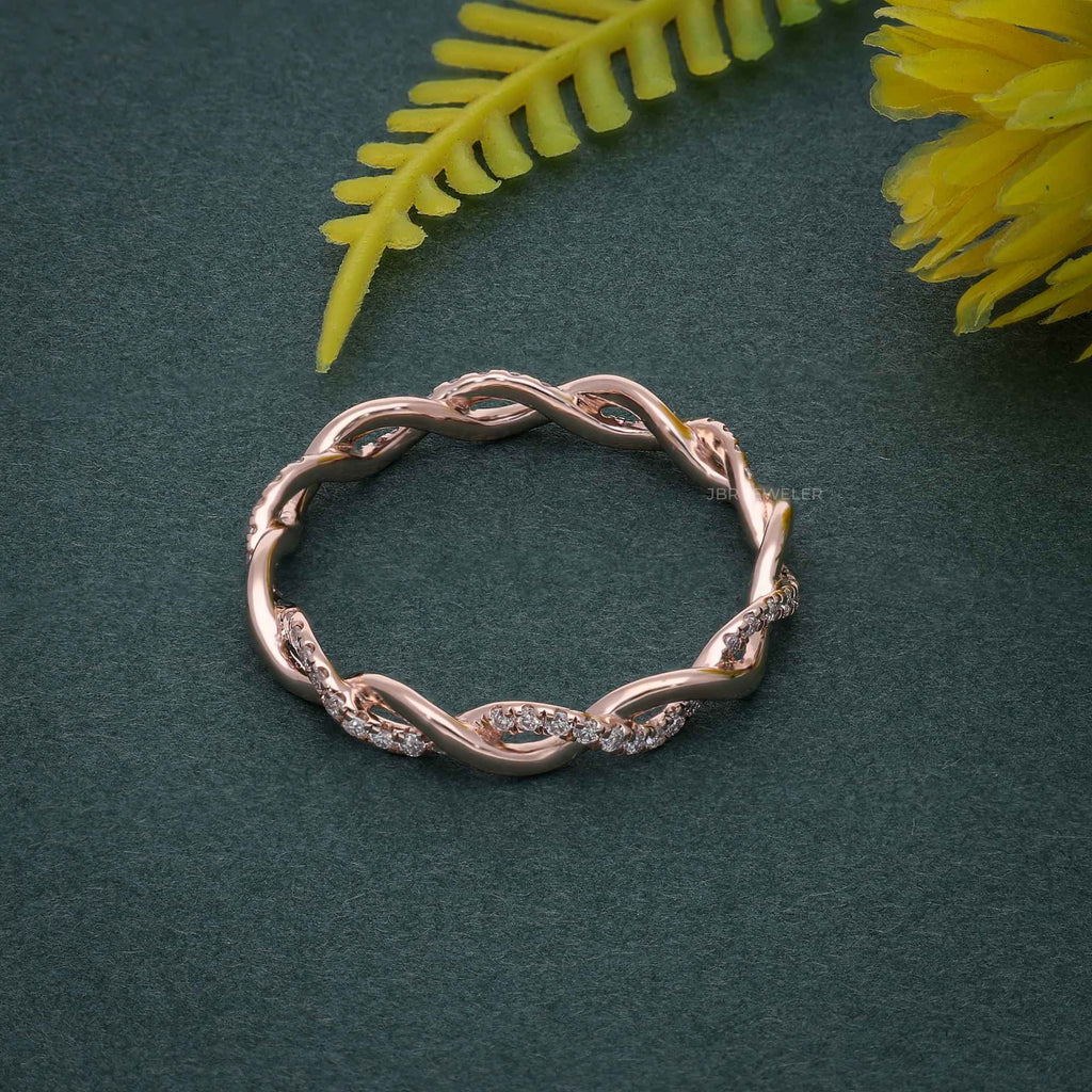 Twist Full Eternity Band Rose Gold Infinity Matching Stacking Wedding Band For Women - JBR Jeweler
