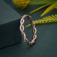 Twist Full Eternity Band Rose Gold Infinity Matching Stacking Wedding Band For Women