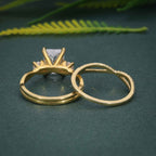 Twisted 3 Stone Radiant Moissanite Diamond Bridal Ring Sets - JBR Jeweler