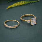 Twisted 3 Stone Radiant Lab Diamond Bridal Ring Sets - JBR Jeweler