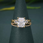 Twisted 3 Stone Radiant Lab Diamond Bridal Ring Sets - JBR Jeweler
