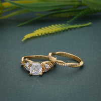 Twisted Cushion Cut Lab Diamond Bridal Set Ring With Matching Band