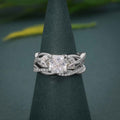Twisted Cushion Cut Moissanite Diamond Bridal Set Ring With Matching Band - JBR Jeweler