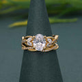 Twisted Oval Lab Grown Diamond Bridal Set Ring With Wedding Band - JBR Jeweler