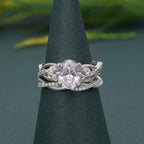 Twisted Oval Lab Grown Diamond Bridal Set Ring With Wedding Band - JBR Jeweler