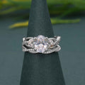 Twisted Oval Moissanite Diamond Bridal Set Ring With Wedding Band - JBR Jeweler