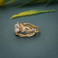 Twisted Pear Cut Lab Grown Diamond Engagement Ring with Matching Band