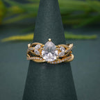 Twisted Pear Cut Lab Grown Diamond Engagement Ring with Matching Band - JBR Jeweler