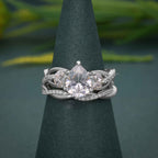 Twisted Pear Cut Lab Grown Diamond Engagement Ring with Matching Band - JBR Jeweler