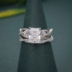 Twisted Radiant Cut Certified Moissanite Diamond Ring With Matching Bridal Set - JBR Jeweler