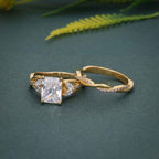 Twisted Radiant Cut Certified Moissanite Diamond Ring With Matching Bridal Set - JBR Jeweler