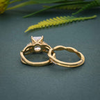 Twisted Radiant Cut Certified Moissanite Diamond Ring With Matching Bridal Set - JBR Jeweler