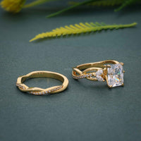 Twisted Radiant Cut Certified Lab Diamond Ring With Matching Bridal Set