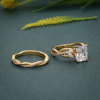 Twisted Radiant Cut Certified Moissanite Diamond Ring With Matching Bridal Set - JBR Jeweler