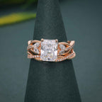 Twisted Radiant Cut Certified Lab Diamond Ring With Matching Bridal Set - JBR Jeweler