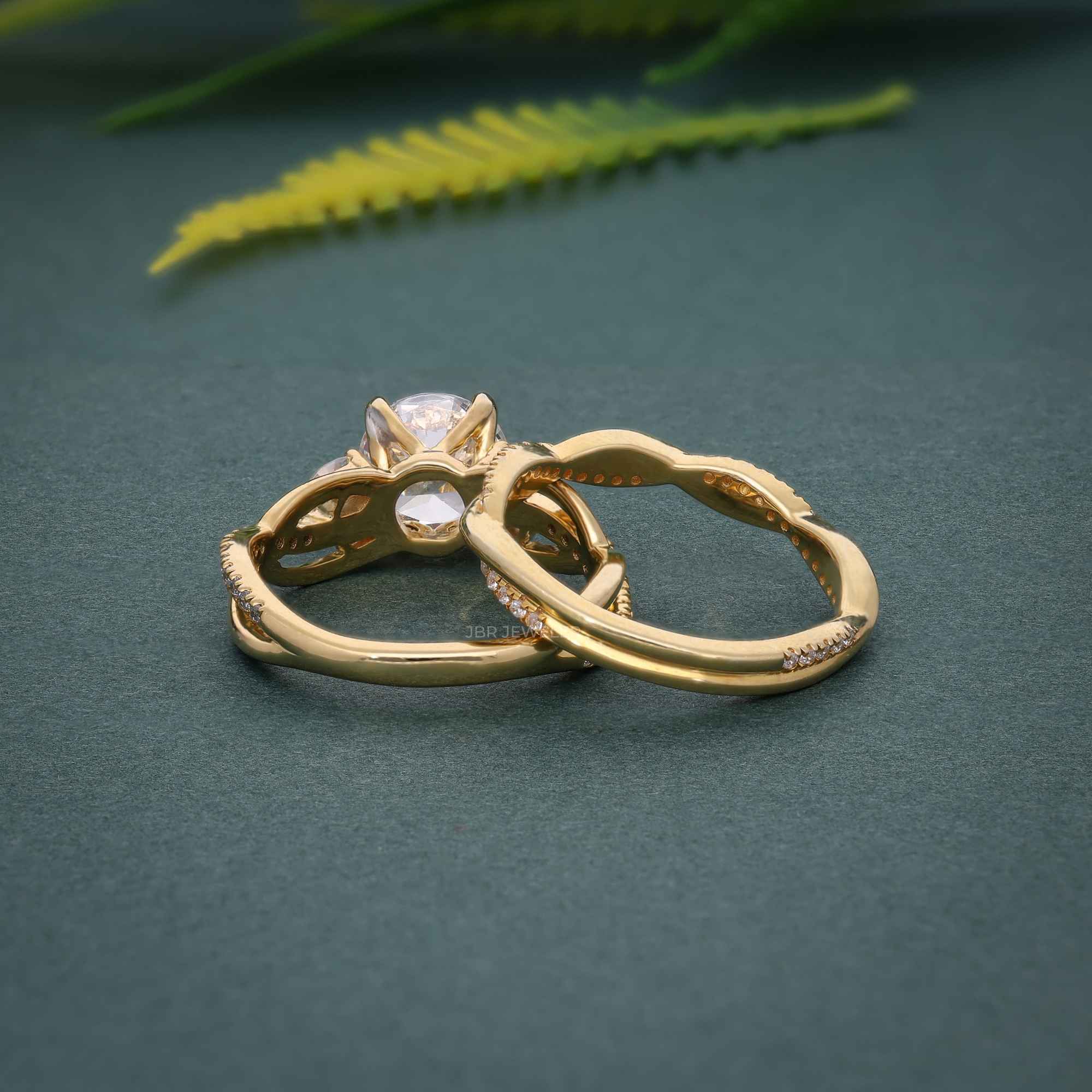 Twisted Round Lab Diamond Bridal Ring With Matching Band - JBR Jeweler