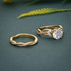 Twisted Round Moissanite Diamond Bridal Ring With Matching Band - JBR Jeweler