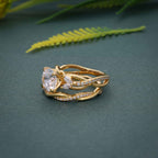 Twisted Round Moissanite Diamond Bridal Ring With Matching Band - JBR Jeweler