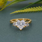 Twisted Three Stone Heart Moissanite Diamond Engagement Ring - JBR Jeweler