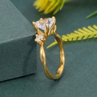 Twisted Three Stone Heart Moissanite Diamond Engagement Ring