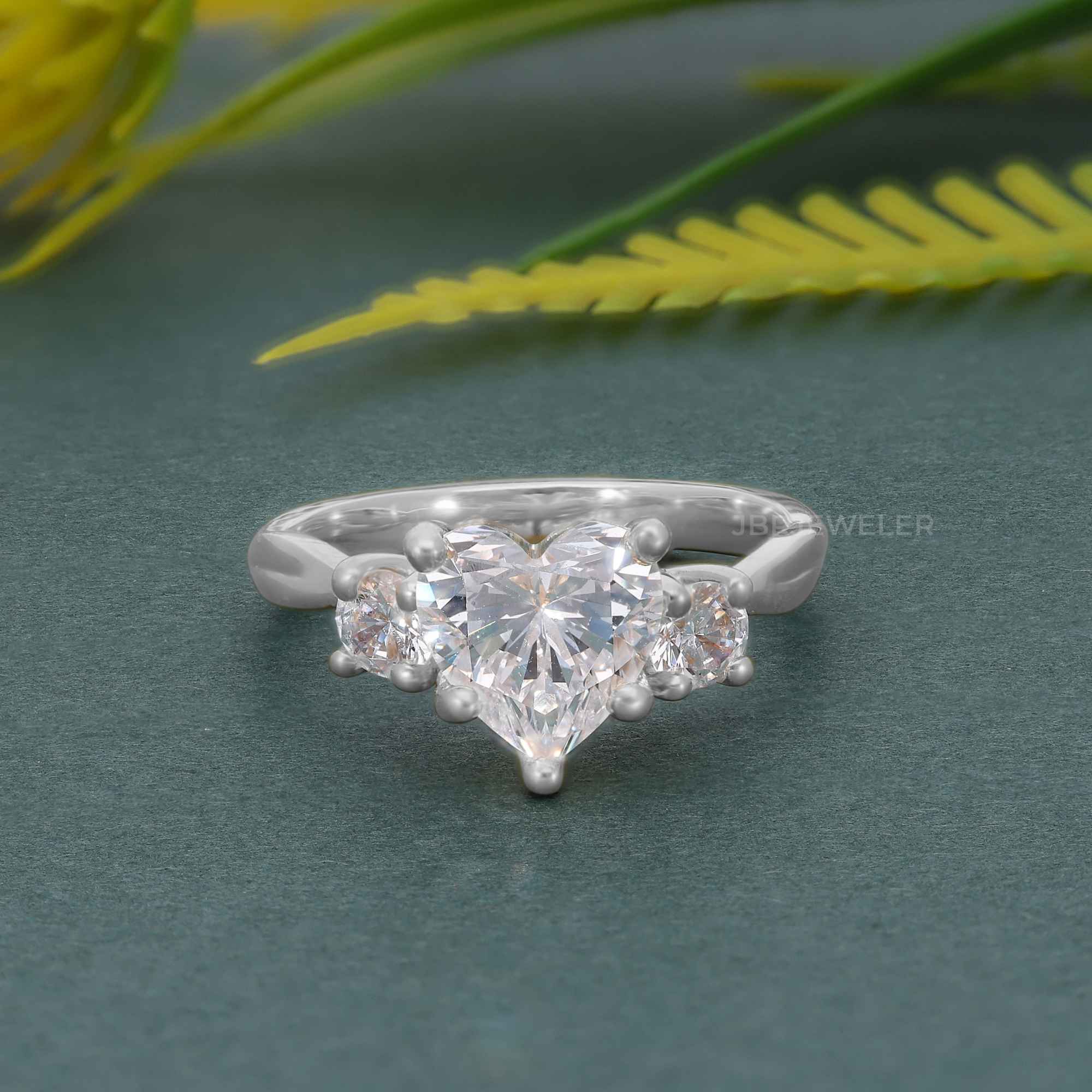 Twisted Three Stone Heart Lab Grown Diamond Engagement Ring - JBR Jeweler