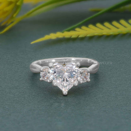 Twisted Three Stone Heart Lab Grown Diamond Engagement Ring