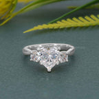 Twisted Three Stone Heart Moissanite Diamond Engagement Ring - JBR Jeweler