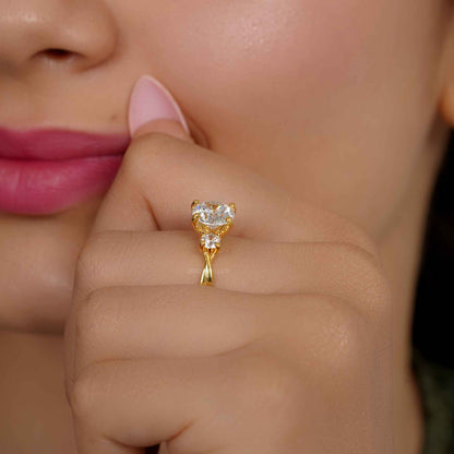 Bague de fiançailles à trois pierres rondes et diamants cultivés en laboratoire, vigne torsadée