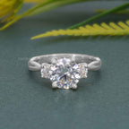 Twisted Vine Three Stone Round Moissanite Diamond Engagement Ring - JBR Jeweler