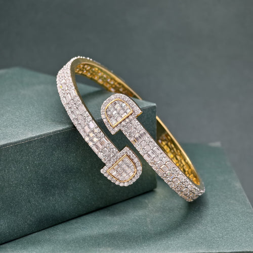 14k Solid Gold VVS Moissanite Diamond Iced out arm cuff bangle bracelet Bridesmaids gift, boyfriend bracelet - JBR Jeweler