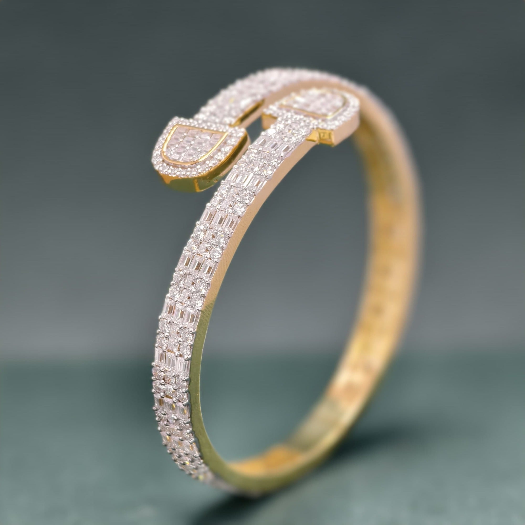 14k Solid Gold VVS Moissanite Diamond Iced out arm cuff bangle bracelet Bridesmaids gift, boyfriend bracelet - JBR Jeweler