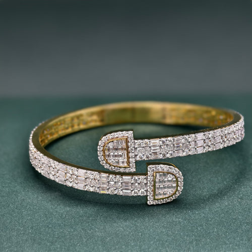 14k Solid Gold VVS Moissanite Diamond Iced out arm cuff bangle bracelet Bridesmaids gift, boyfriend bracelet - JBR Jeweler