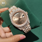 VVS moissanite iced out diamond watch with chocolate dial for men