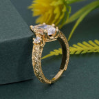 Vintage Three Stone Marquise Moissanite Diamond Engagement Ring - JBR Jeweler