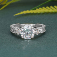 Vintage Three Stone Round Lab Grown Diamond Engagement Ring