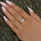 Vintage Three Stone Round Oval Moissanite Diamond Engagement Ring - JBR Jeweler